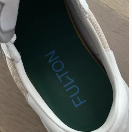 Fulton insole inside a customer’s white shoe